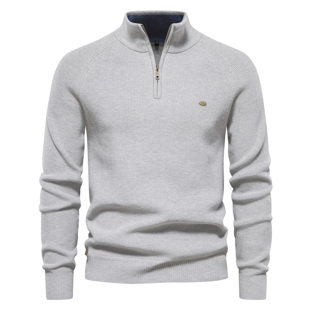 Herrenpullover mit Reißverschluss Baumwolle